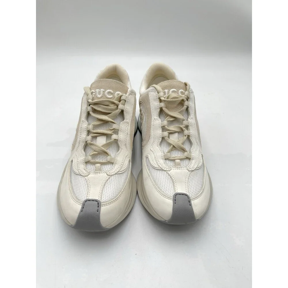 GUCCI Run GG White/Beige Leather Low Top Sneakers UK Size 6 - Picture 2 of 6